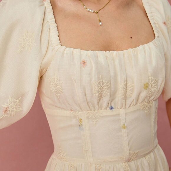 Multicolor Apricot Elegant Romantic Floral Women's Maxi Dress - Picture 3 of 8